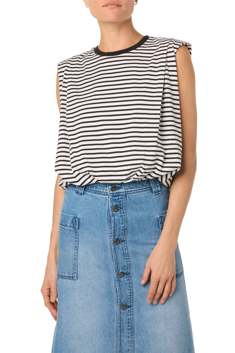Sleeveless Knit Tank, Main, color, BLACK/WHITE STRIPE