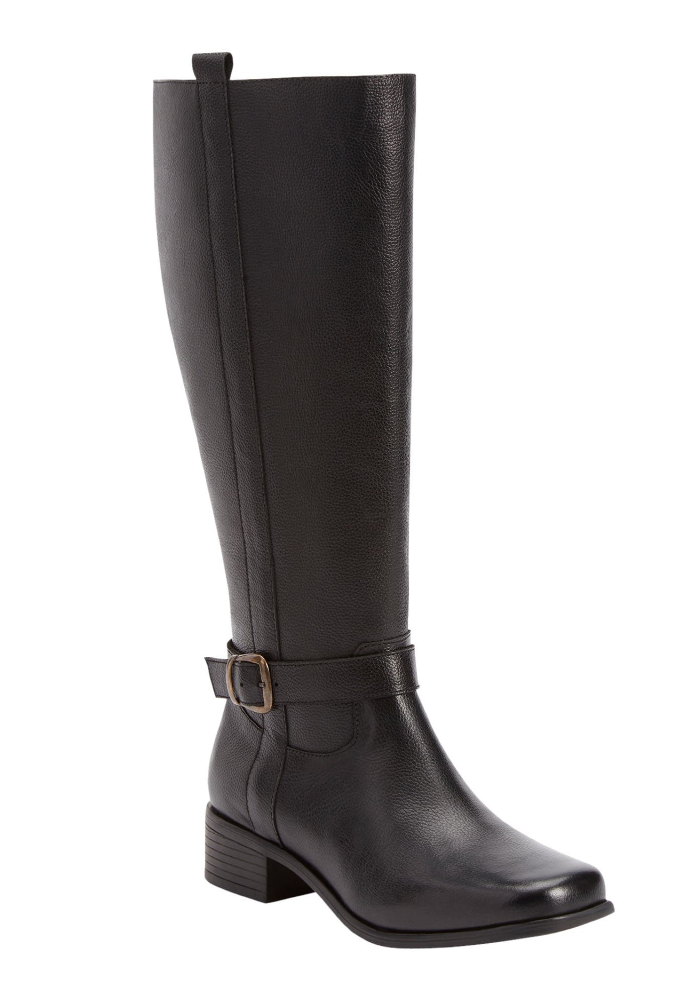 Comfortview The Donna Tall Wide Calf Leather Boot, Main, color, Black