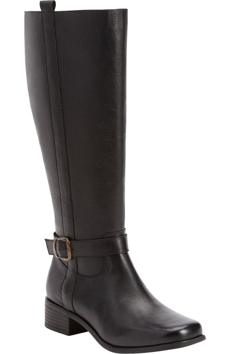 Comfortview The Donna Tall Wide Calf Leather Boot, Main, color, Black