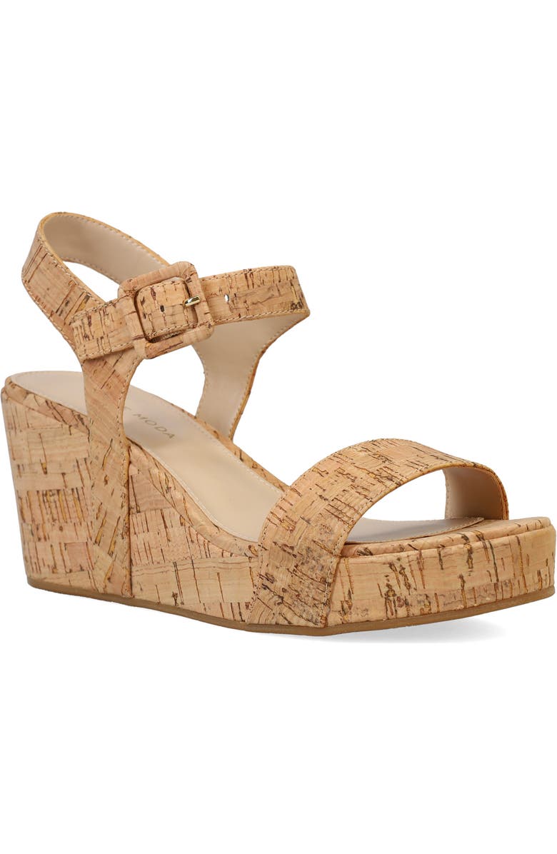 Pelle Moda Wiltz Ankle Strap Platform Wedge Sandal, Main, color, Natural
