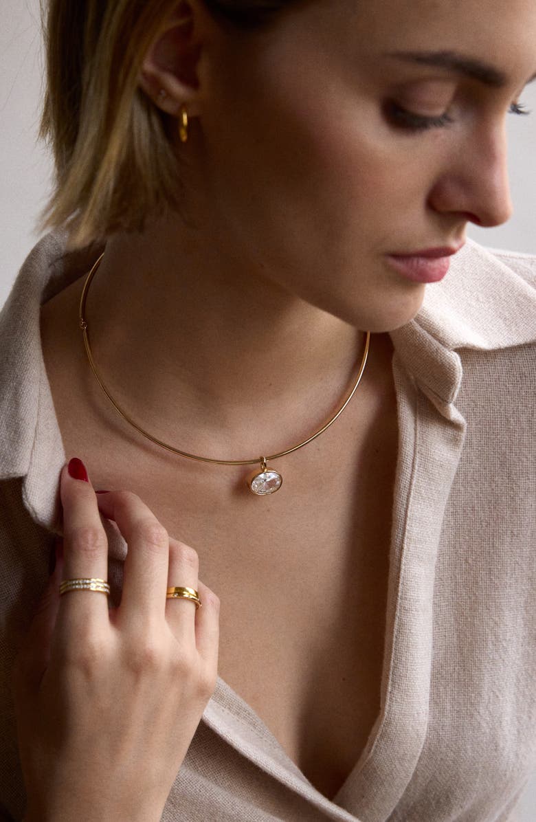 BaubleBar Lexi Crystal Collar Necklace, Alternate, color, Clear