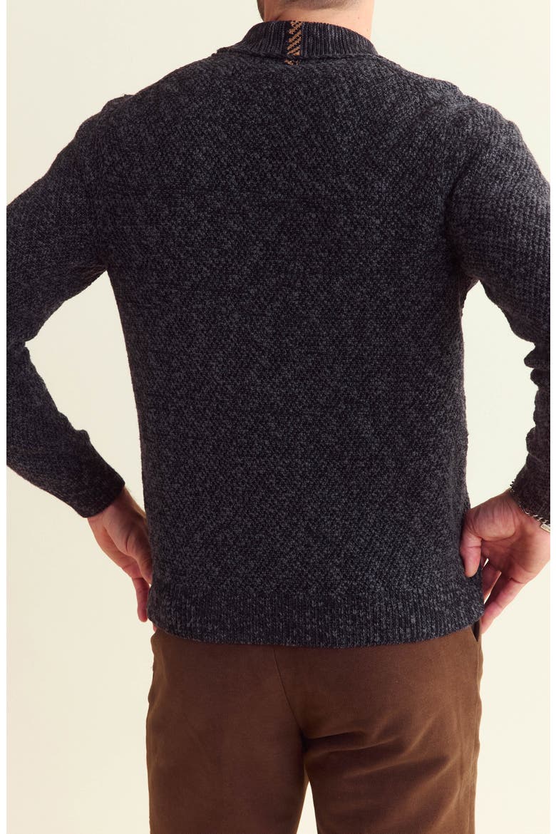 Marled Cotton Shawl Collar Sweater, Alternate, color, CHARCOAL MULTI