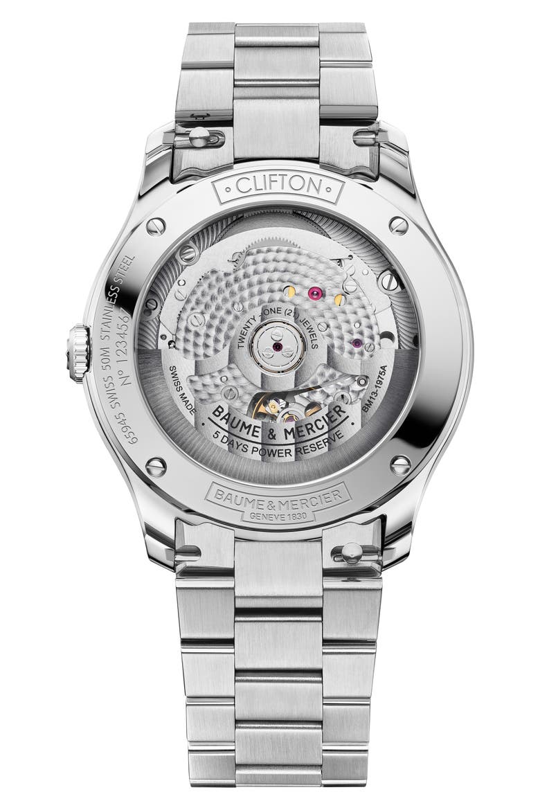 Clifton Baumatic Bracelet Watch, 39mm, Alternate, color, BLUE