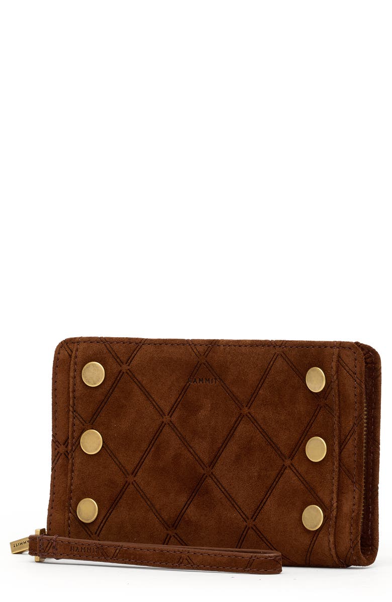 HAMMITT Bryant Wallet, Main, color, Chocolate Suede/Antique Gold