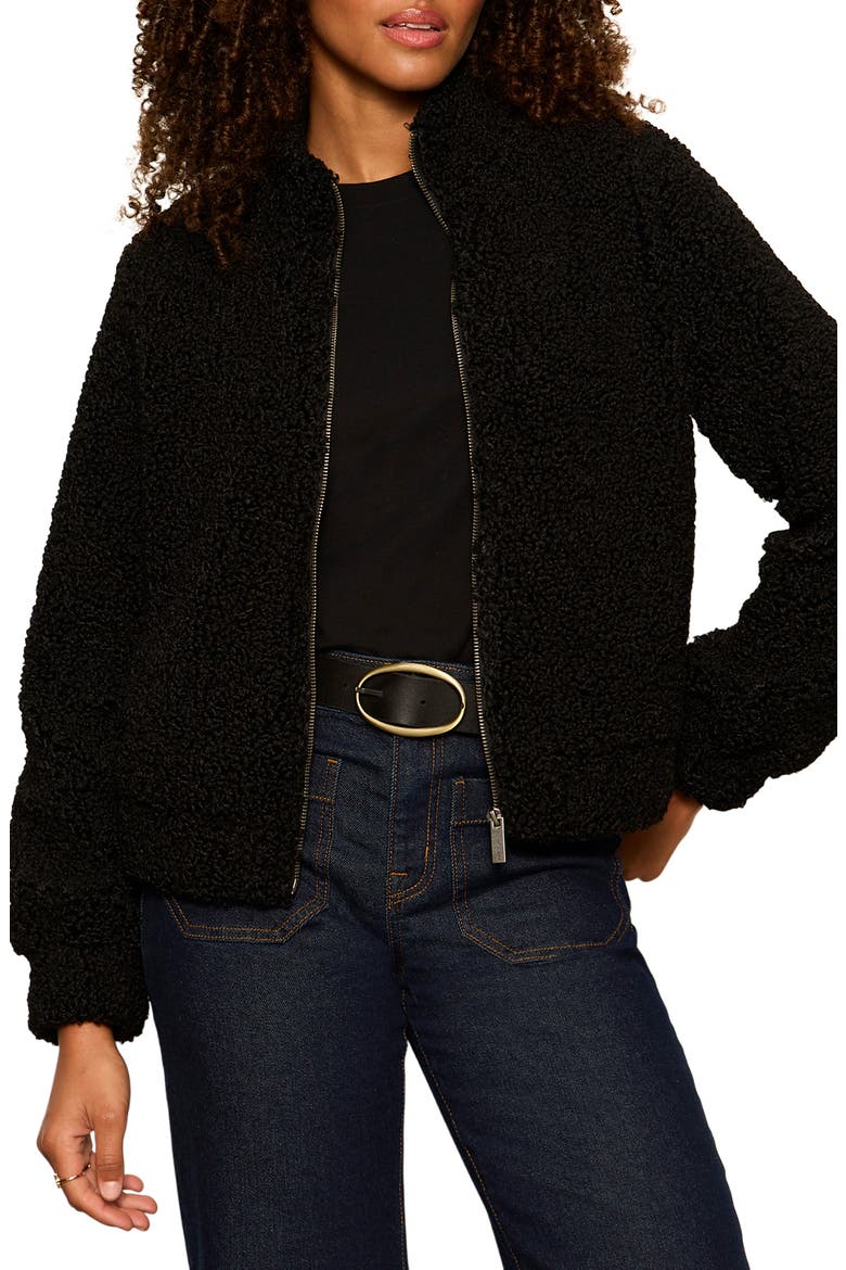 Cloud Nine Faux Fur Bomber Jacket, Main, color, BLACK