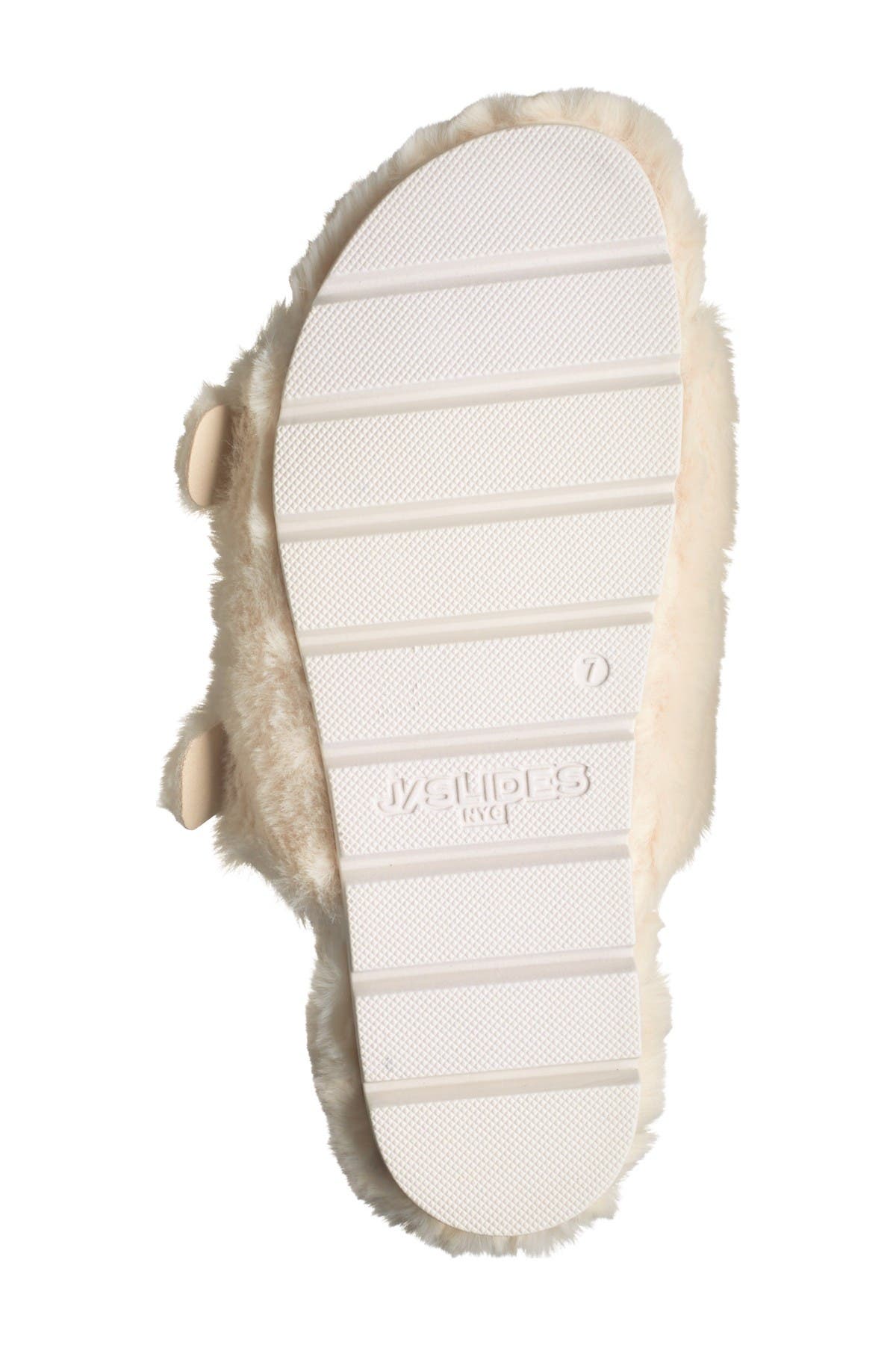 JSlides Bree Faux Fur Slide Sandal, Alternate, color, Natural