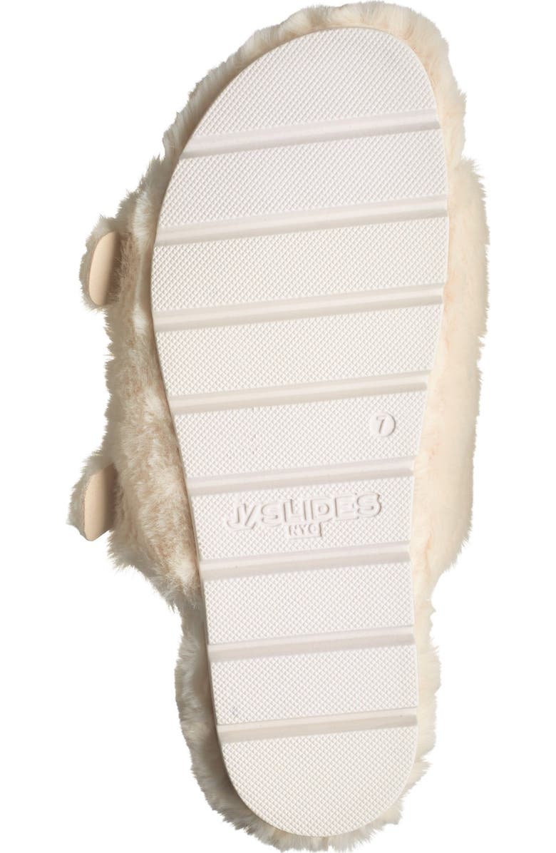 JSlides Bree Faux Fur Slide Sandal, Alternate, color, Natural