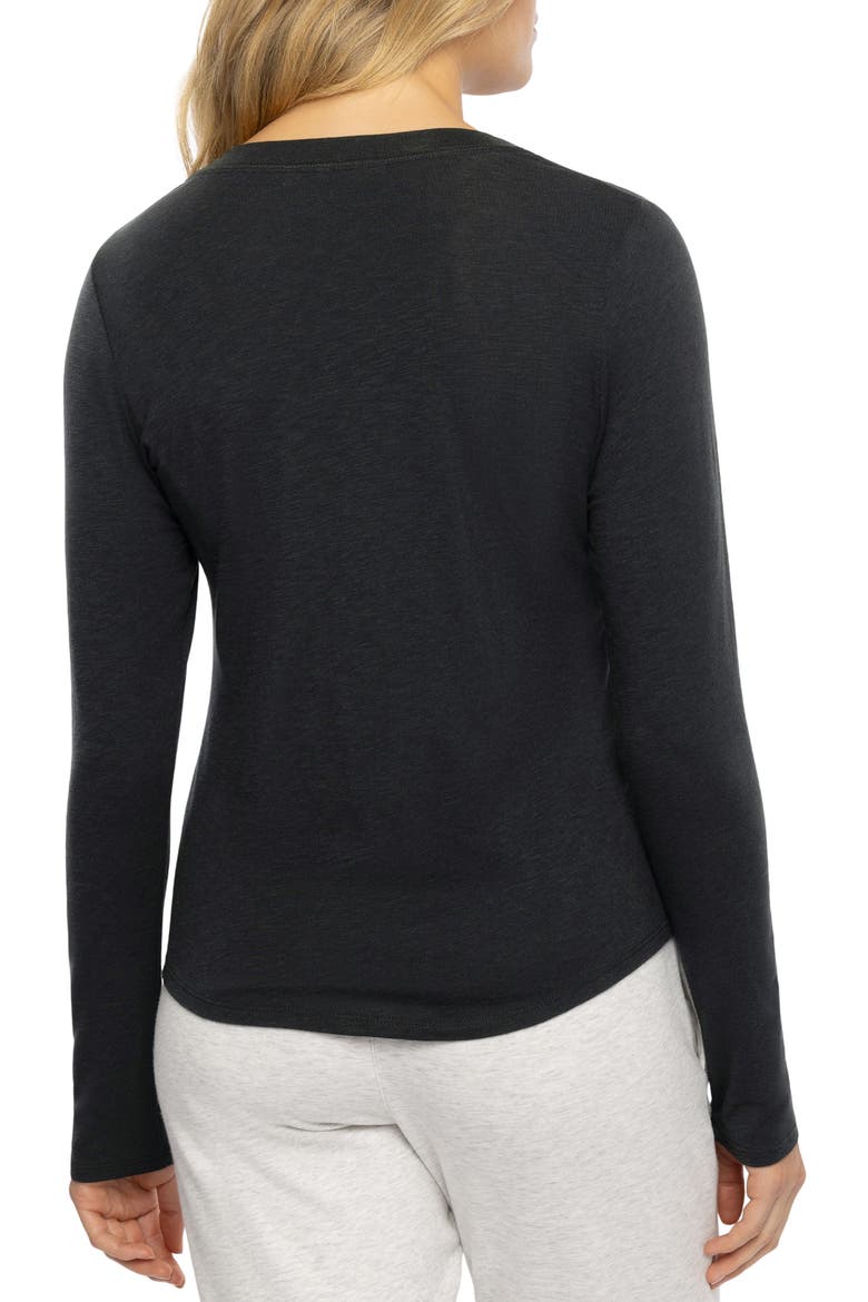 Cloud Stretch Modal & Cotton Henley, Alternate, color, BLACK