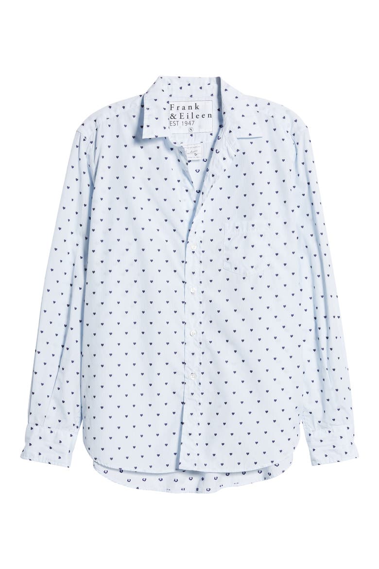 Eileen Heart Print Relaxed Button-Up Shirt, Alternate, color, BLUE STRIPE W/ HEARTS