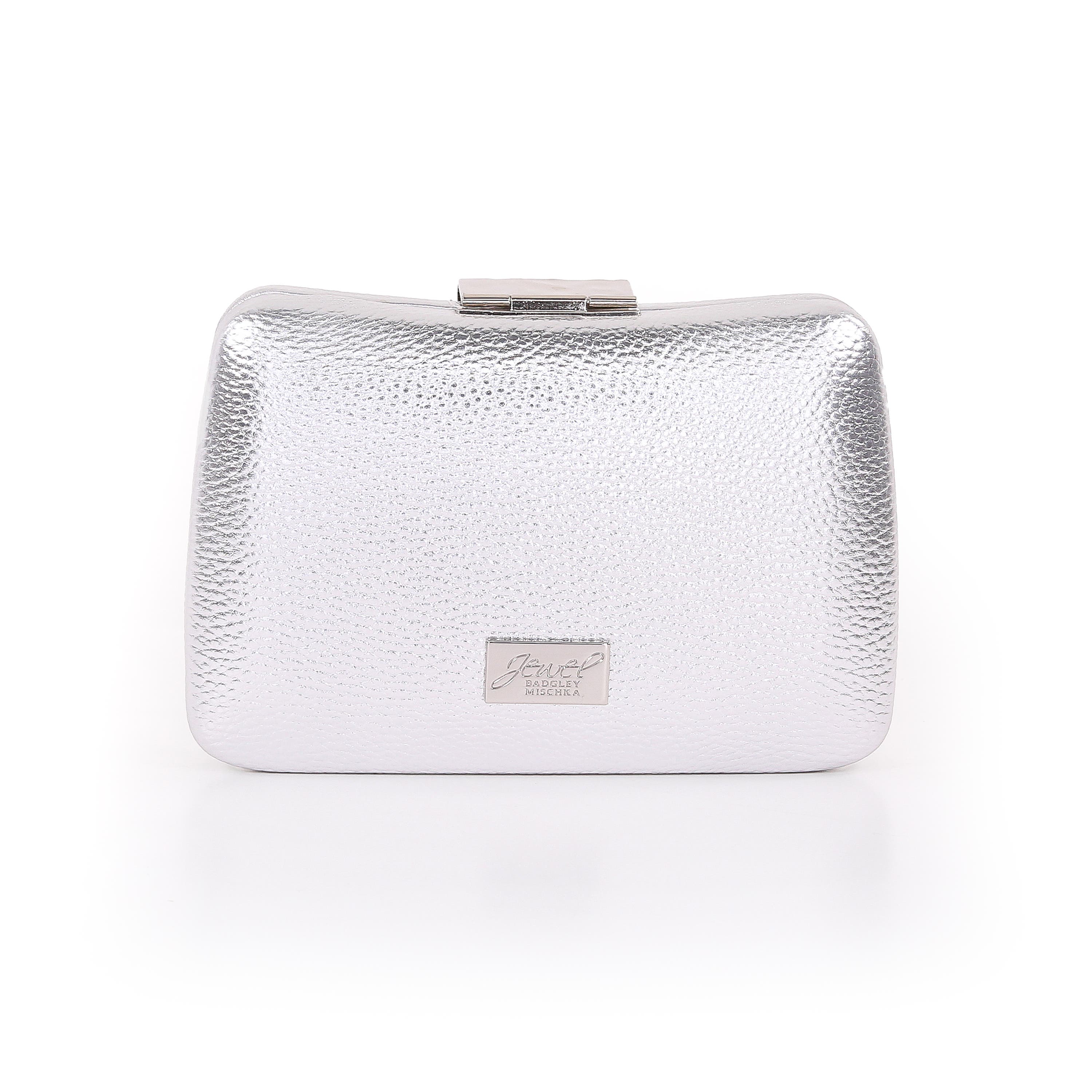 Tatum Faux Leather Clutch, Alternate, color, Silver
