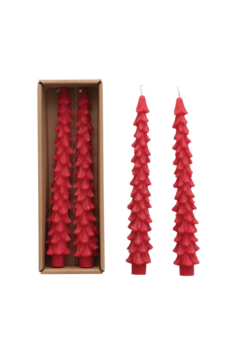 Unscented Tree Shaped Taper Candles, Main, color, Red