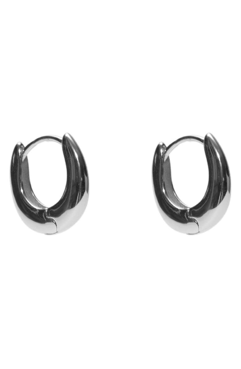 Argento Vivo Sterling Silver Chunky Oval Huggie Hoop Earrings, Main, color, Silver