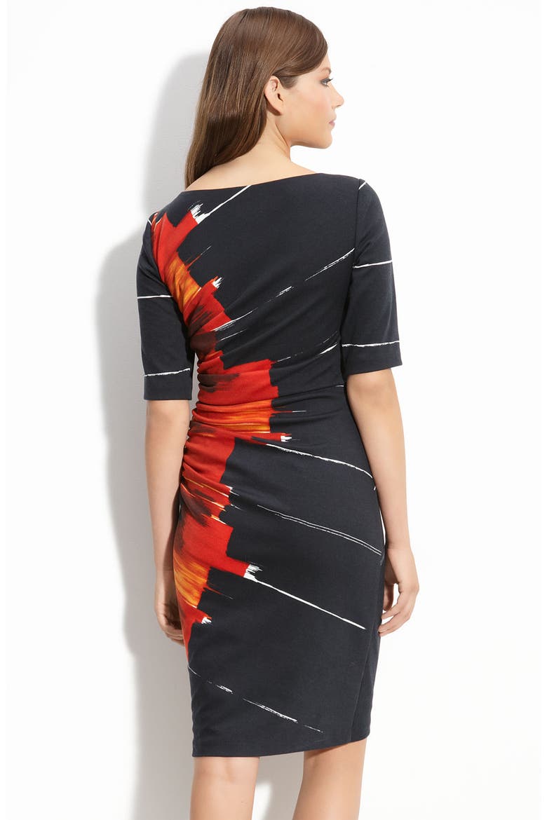 Starburst Print Ponte Knit Sheath Dress, Alternate, color, IVORY/ RED
