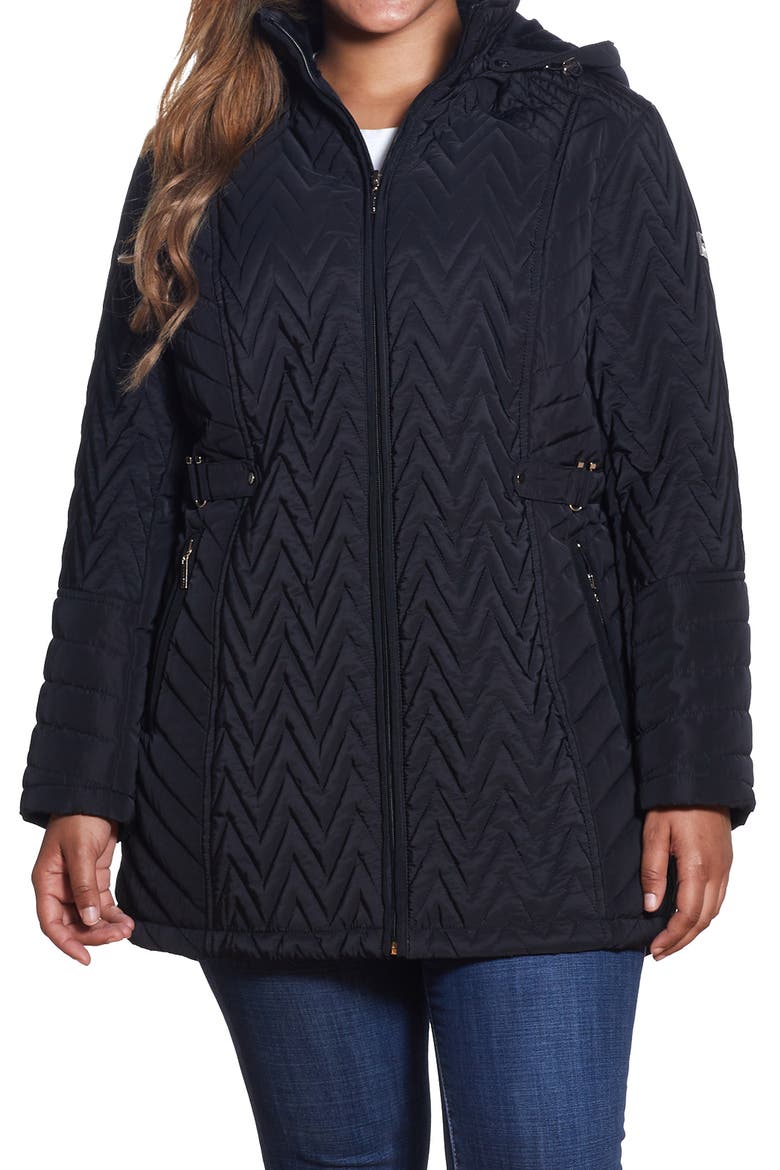 Chevron Quilt Jacket, Main, color, BLACK