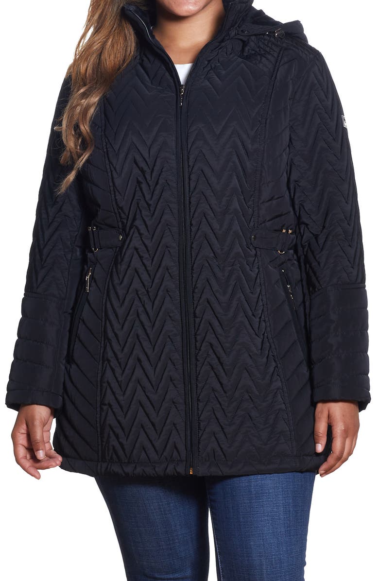 Gallery Chevron Quilt Jacket, Main, color, Black