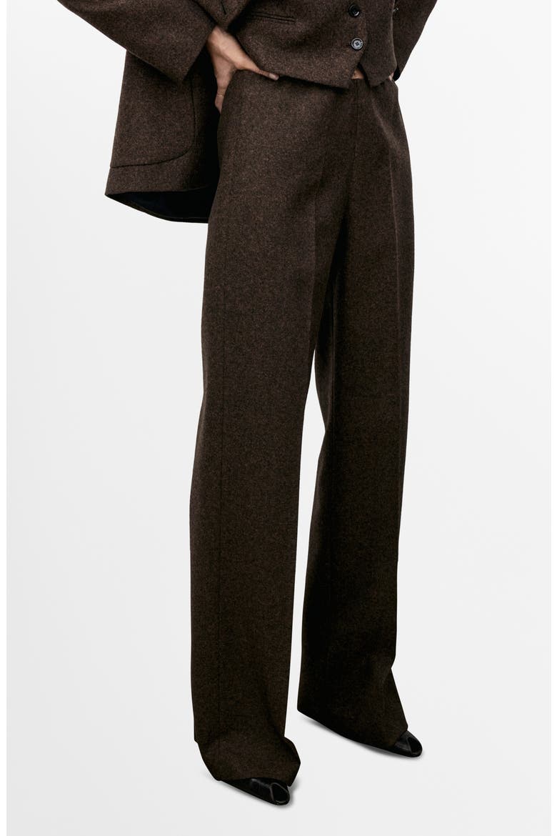 Straight Leg Wool Blend Pants, Main, color, BROWN