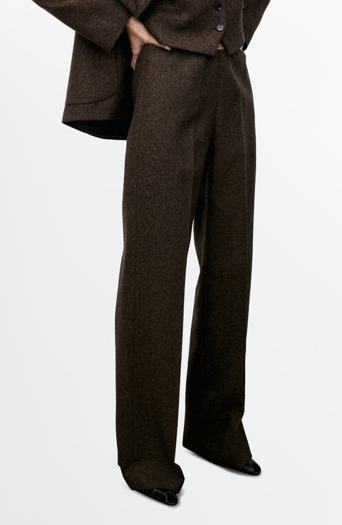 Straight Leg Wool Blend Pants (Regular &amp; Plus)