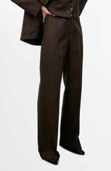 MANGO Straight Leg Wool Blend Pants