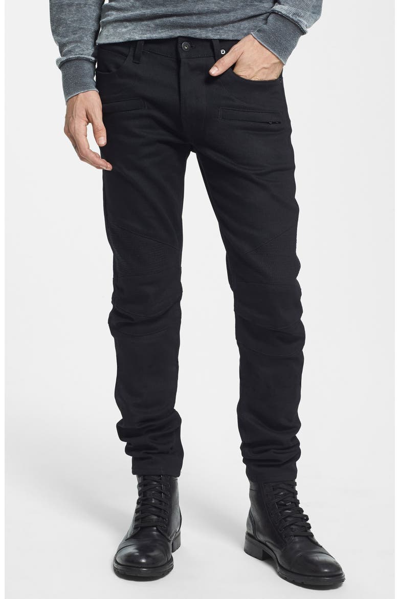 Blinder Skinny Fit Moto Jeans, Main, color, RAW BLACK
