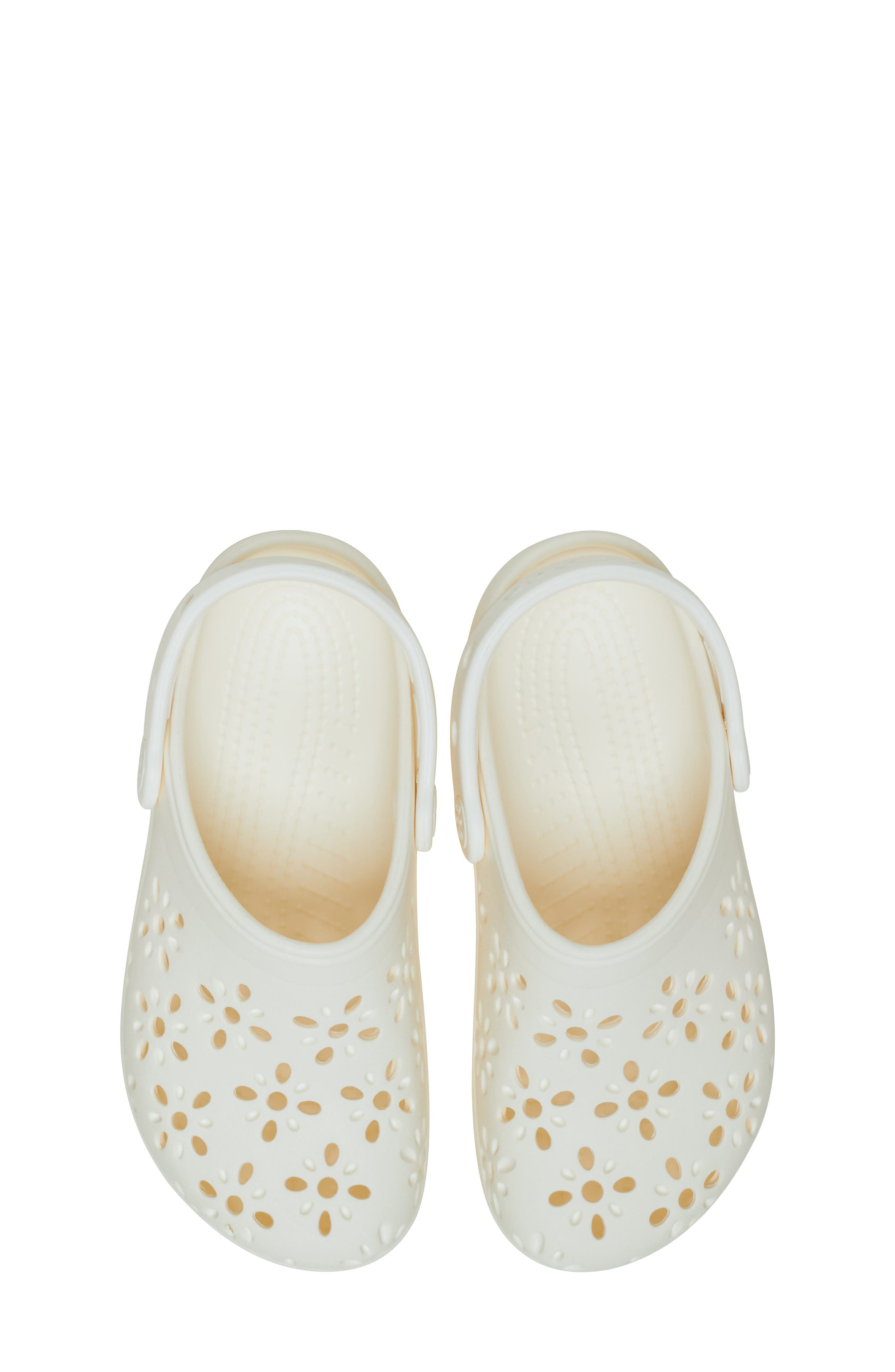 CROCS Kids' Classic Floral Cutout Clog, Alternate, color, Chalk