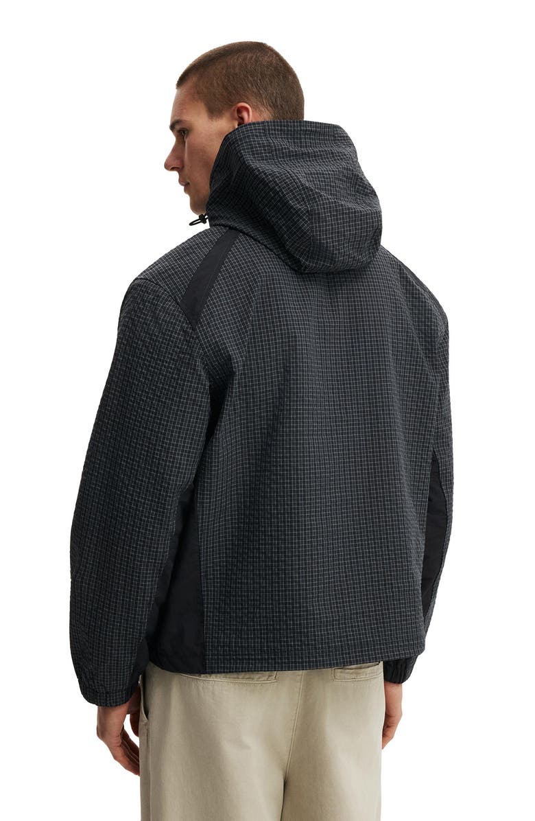 Cotton On Men's Hooded Spray Jacket, Alternate, color, Slate Check