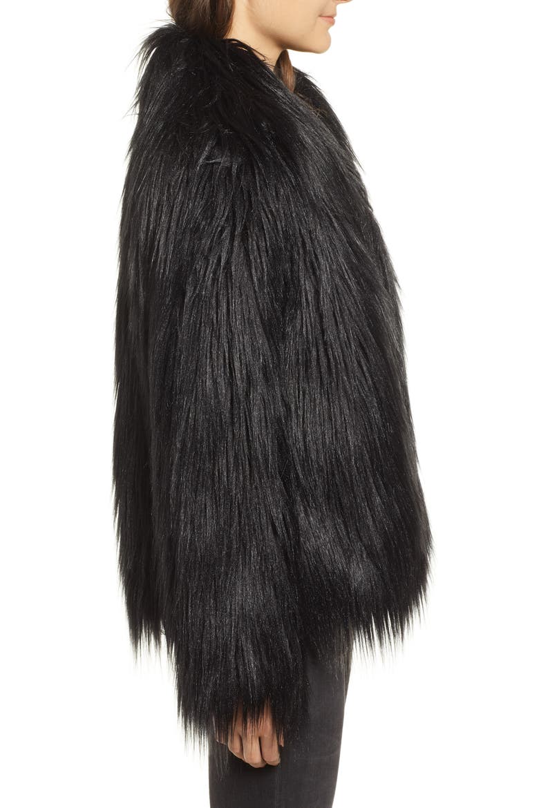 Fridas Faux Fur Coat, Alternate, color, NOIR