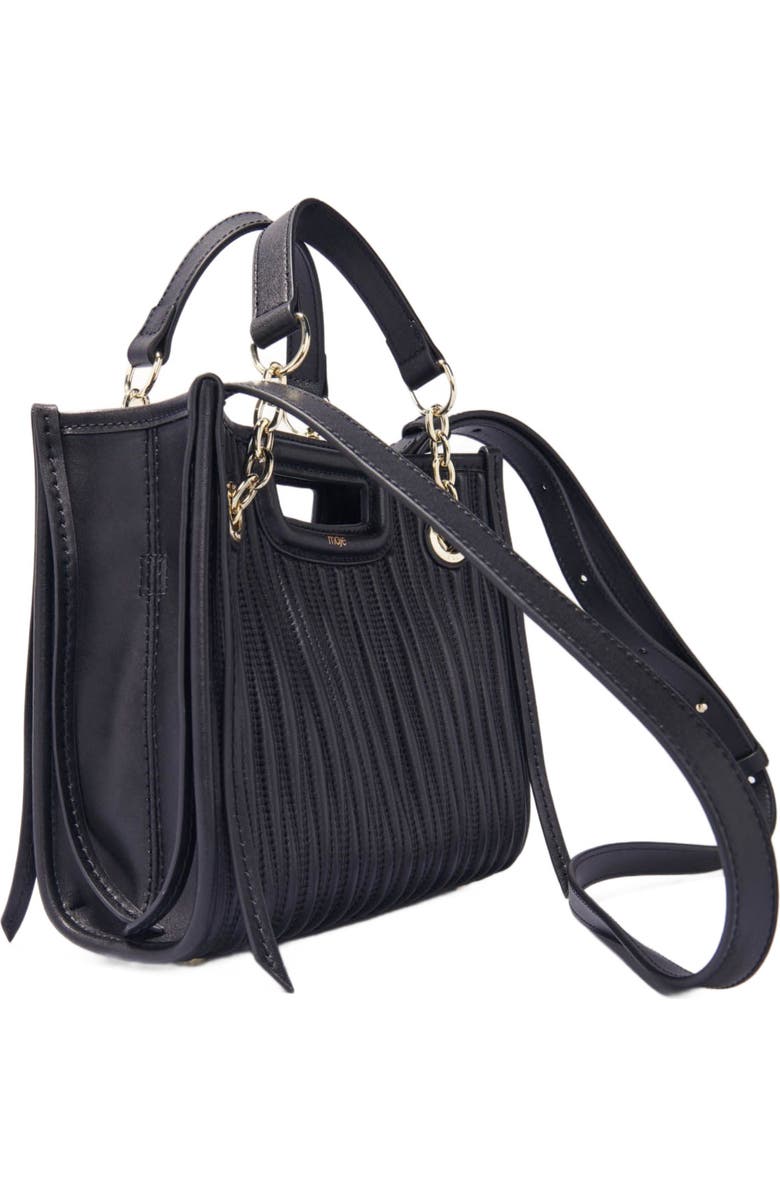 maje Mini quilted leather tote bag, Alternate, color, Black