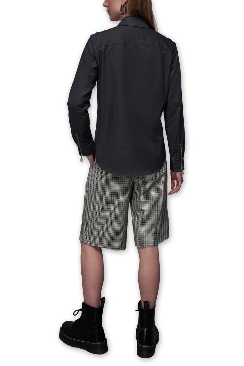 The Essential Long Sleeve Oxford Zip Up Shirt, Alternate, color, CHARCOAL