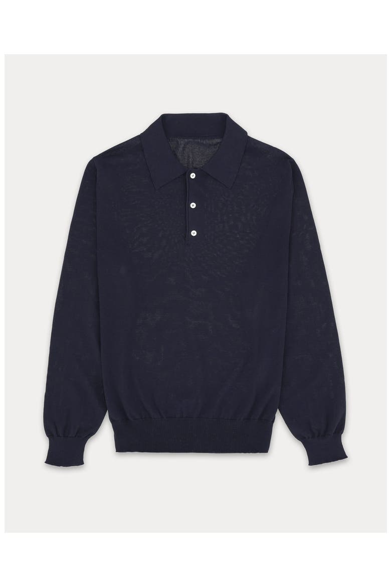 Bennet Long Sleeve Cotton Polo, Main, color, Blue