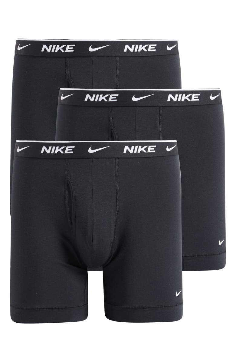 Nike Dri-FIT Essential Assorted 3-Pack Stretch Cotton Boxer Briefs, Main, color, Black