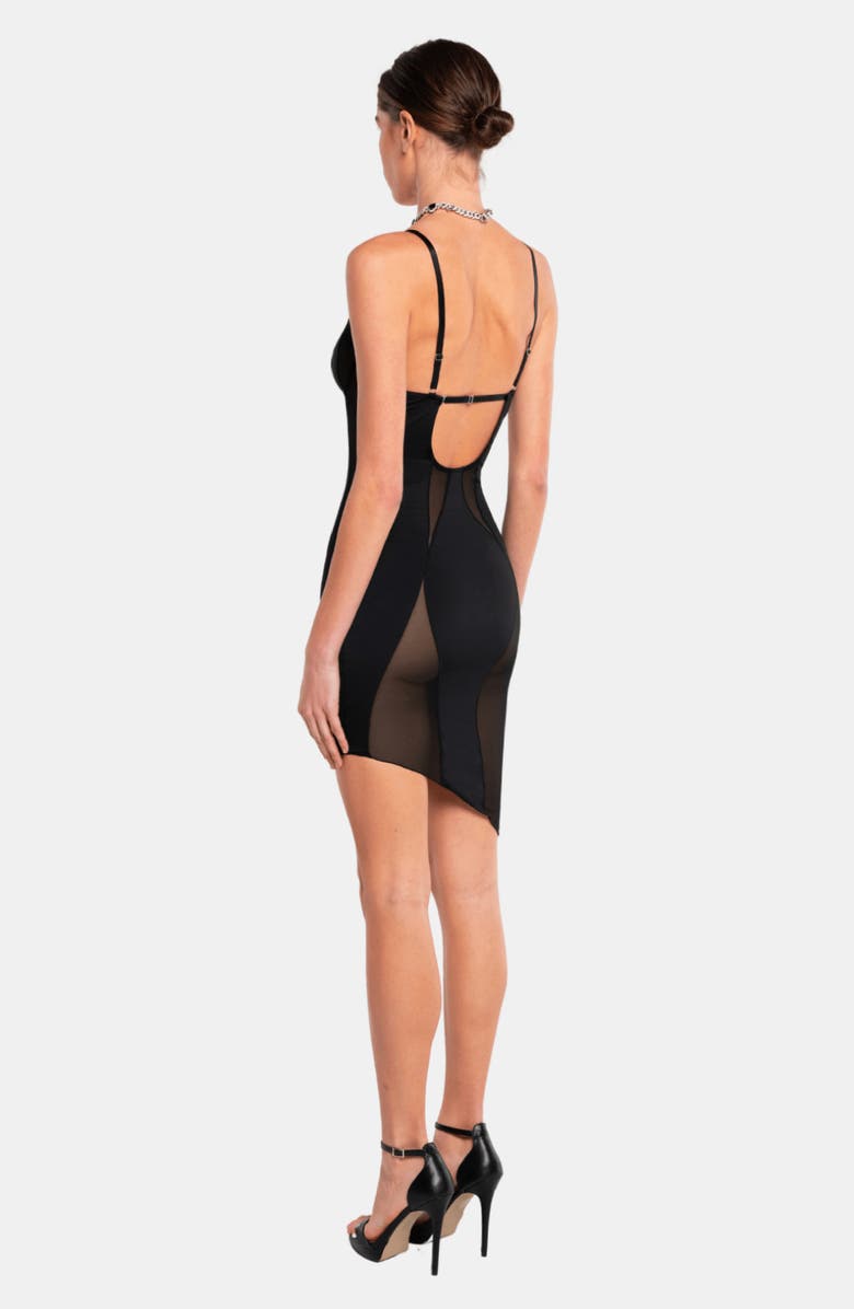 OW Collection Swirl Mini Dress, Alternate, color, Black