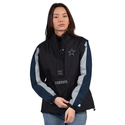 Women
s Starter Black/Navy Dallas Cowboys Thursday Night Gridiron Half-Zip Jacket