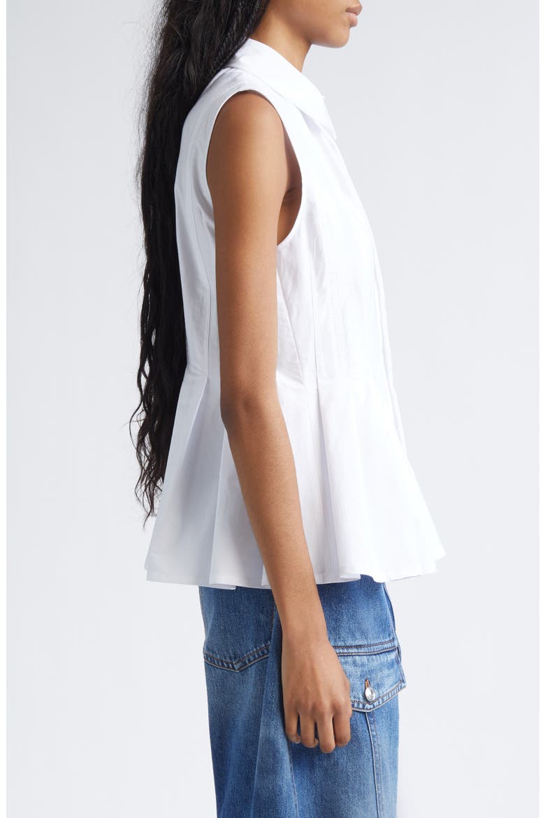 Certosa Pleated Poplin Peplum Top, Alternate, color, OPTICAL WHITE
