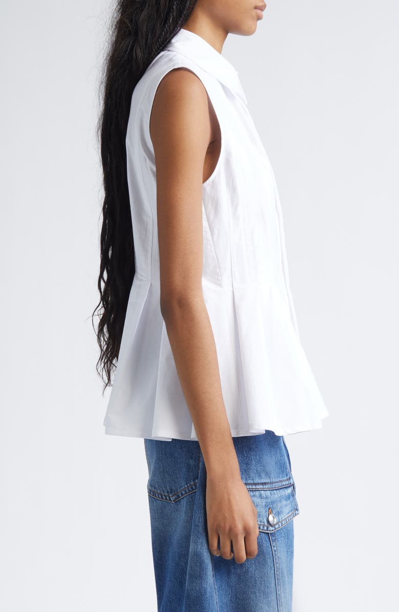 SPORTMAX Certosa Pleated Poplin Peplum Top, Alternate, color, Optical White