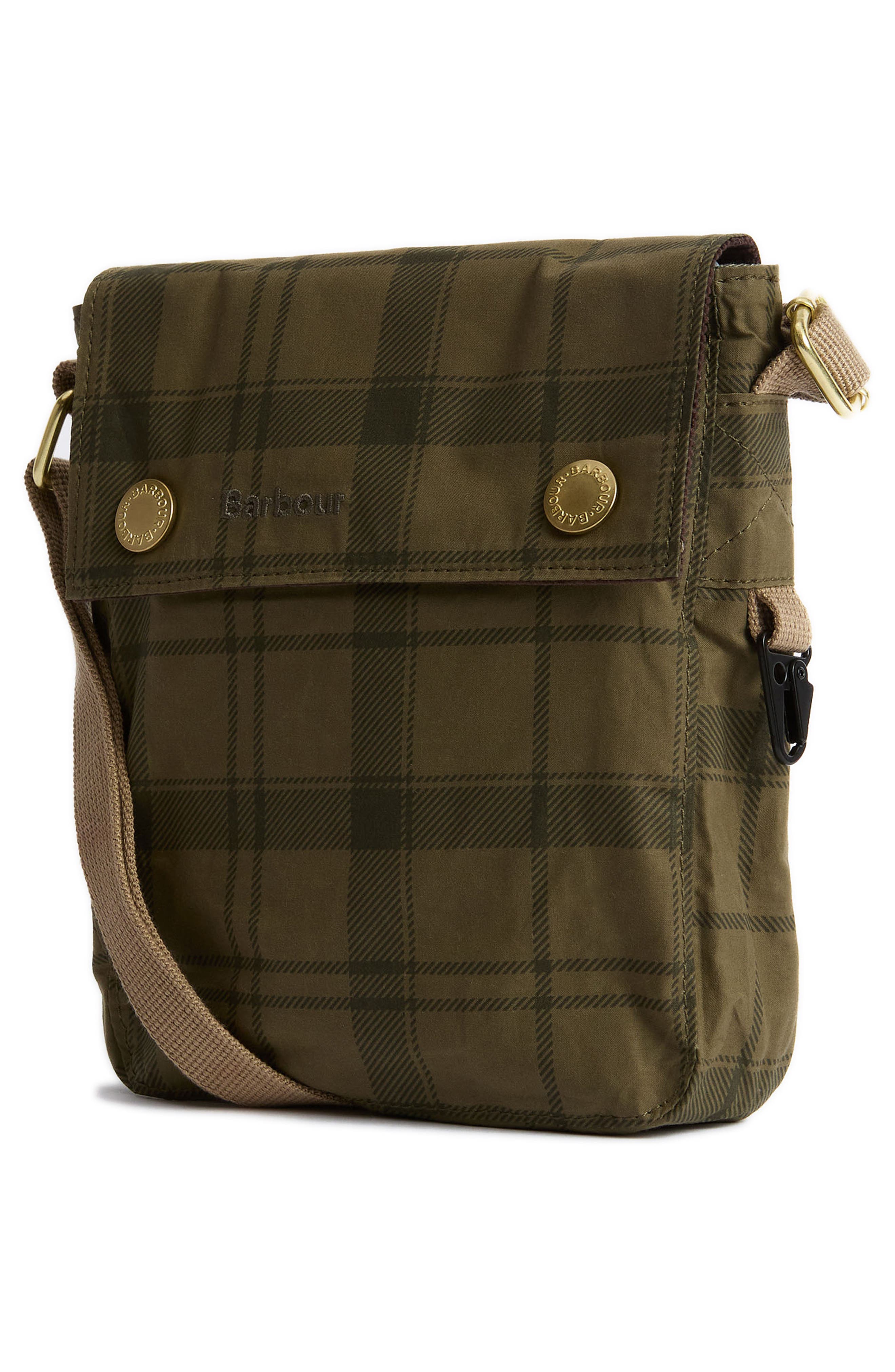 Barbour Transport Tartan Crossbody Bag, Alternate, color, Dusky Green Tartan