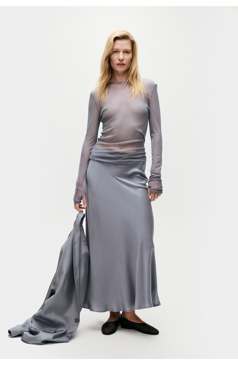 SILK LAUNDRY MESH LONG SLEEVE TOP STORM, Alternate, color, Storm