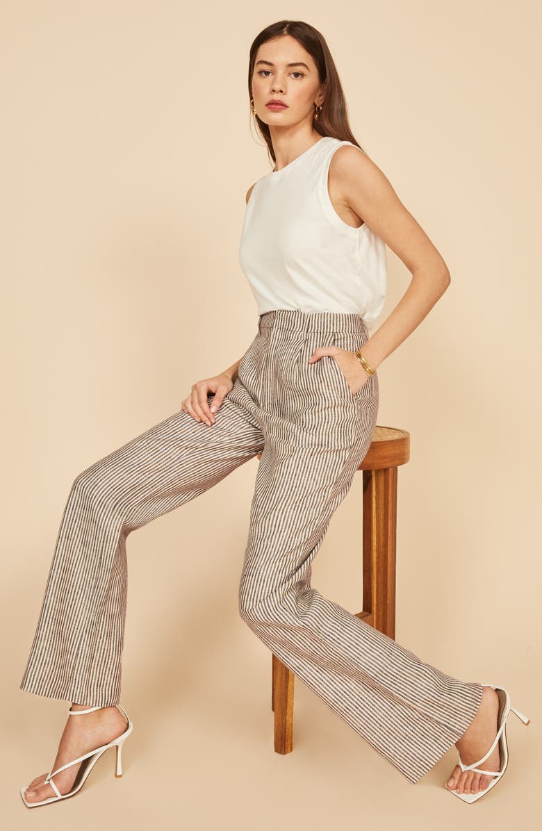 Reformation Cello Wide Leg Linen Pants, Alternate, color,