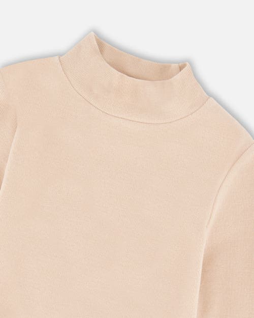 Deux Par Deux Super Soft Ribbed Mock Neck Top In Neutral