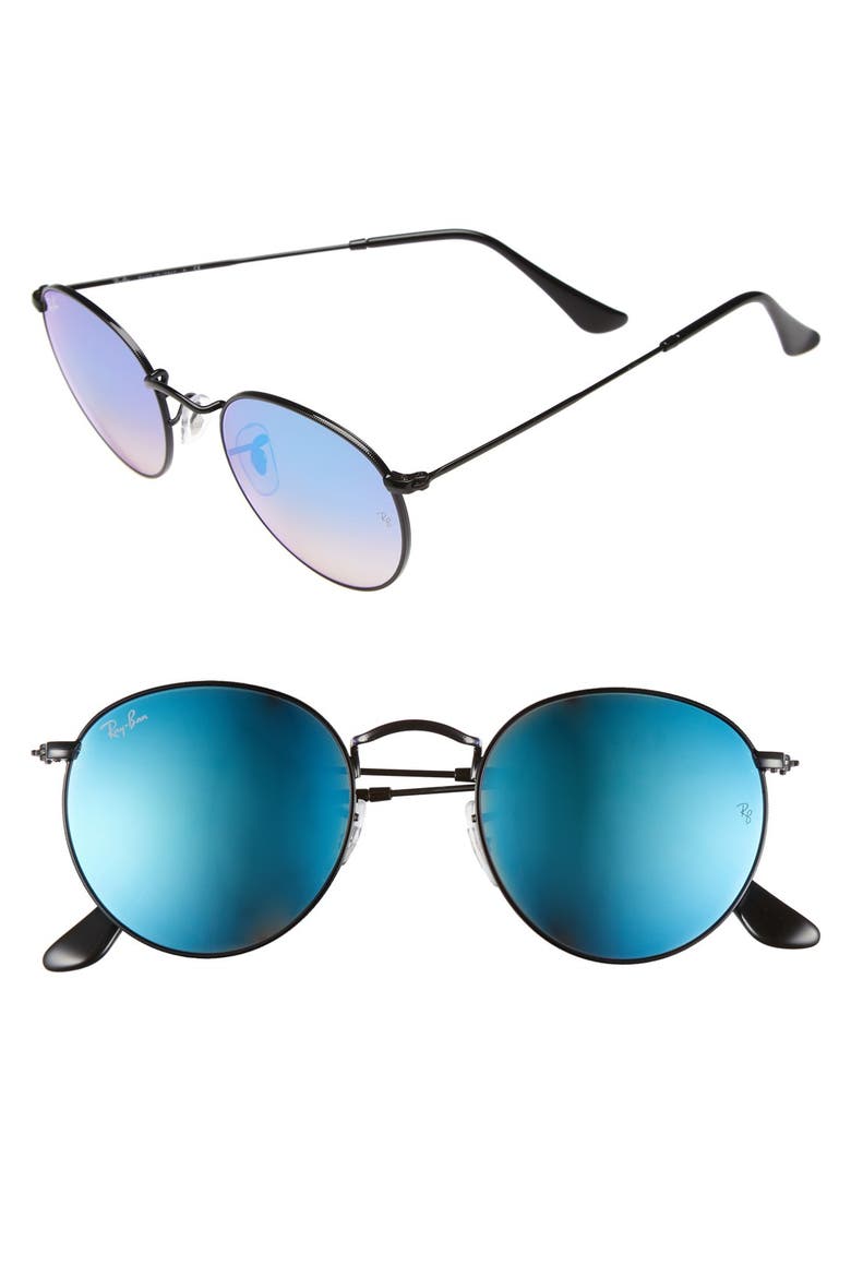 Icons 50mm Round Sunglasses, Main, color, BLACK/ BLUE