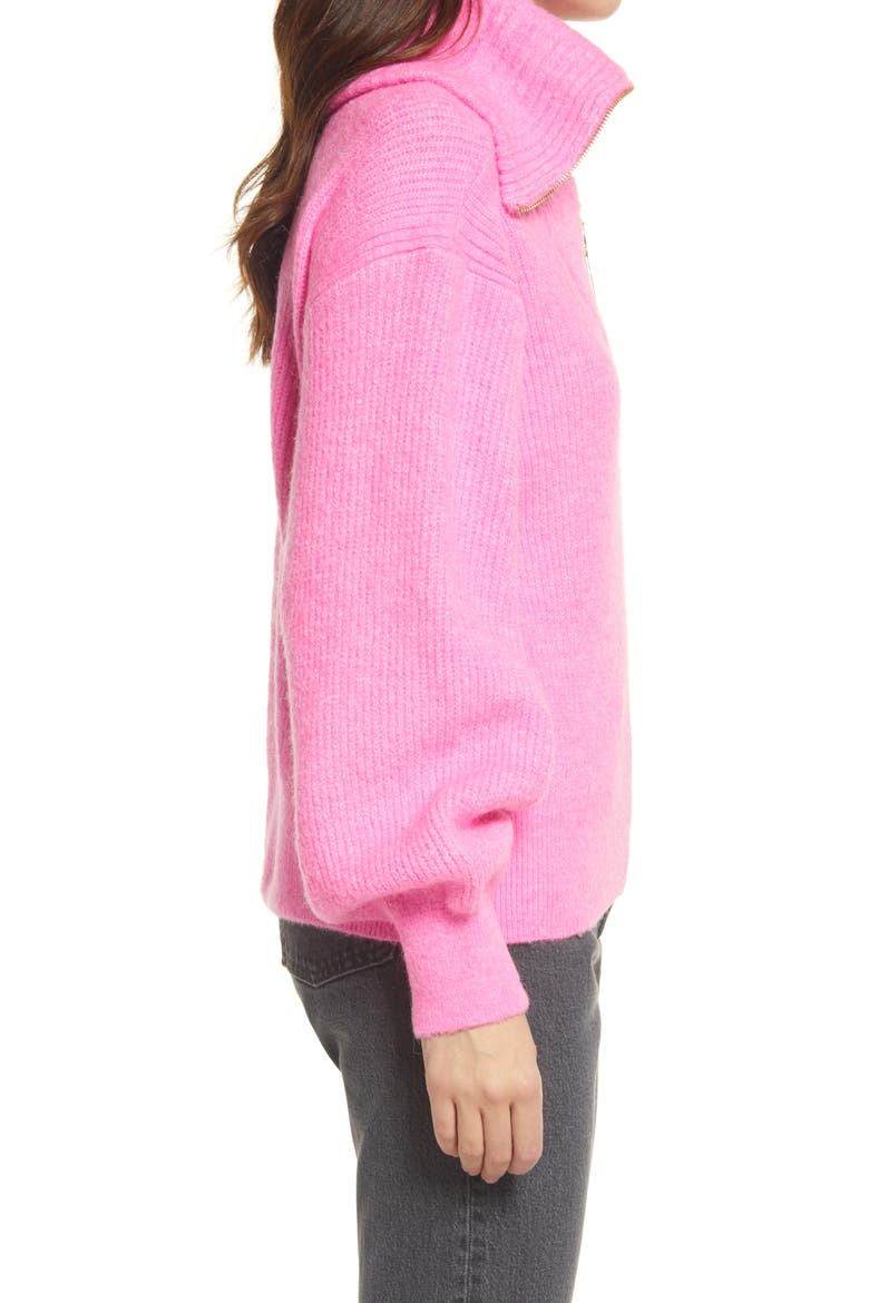 Half Zip Sweater, Alternate, color, BRIGHT PINK