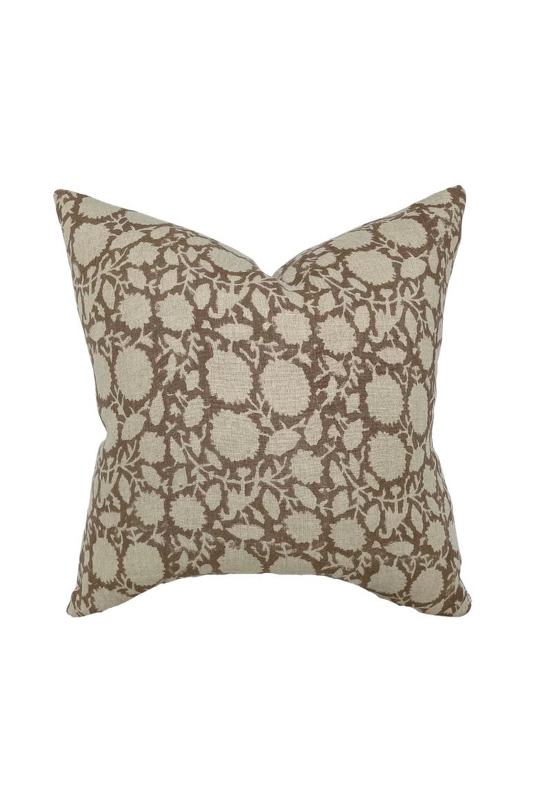 Madison Dark Rose Floral Handblock Pillow Cover, Main, color, Dark Rose