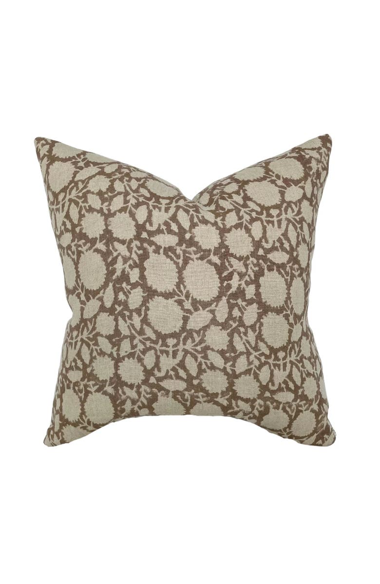 Linen & James Madison Dark Rose Floral Handblock Pillow Cover, Main, color, Dark Rose
