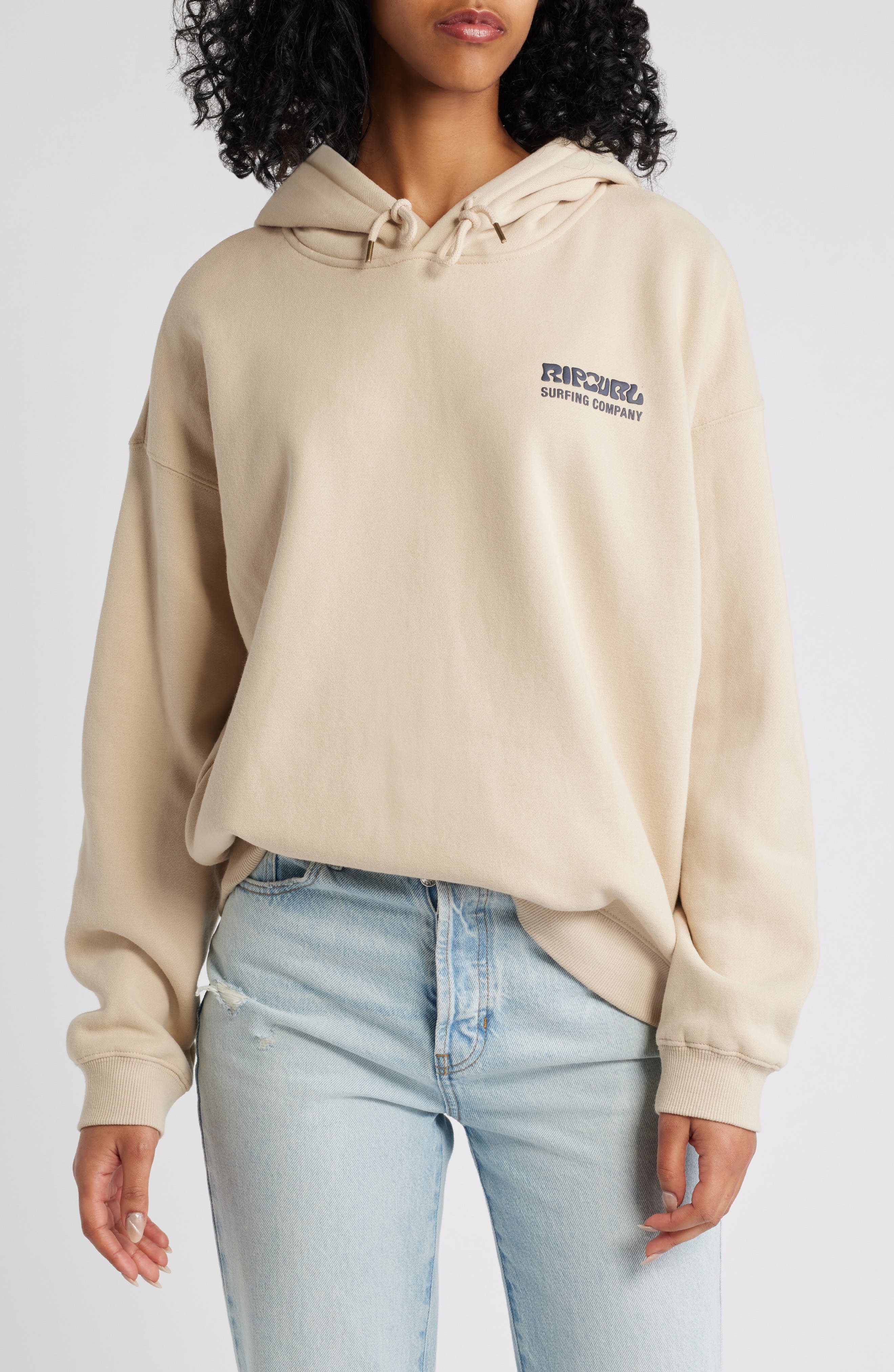 Rip Curl Surf Puff Print Graphic Hoodie in Natural 