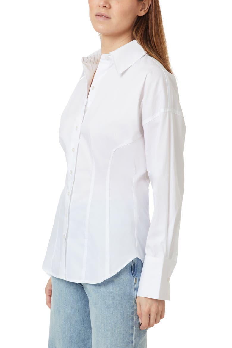 Fitted Cotton Blend Button-Up Shirt, Alternate, color, BRIGHT WHITE