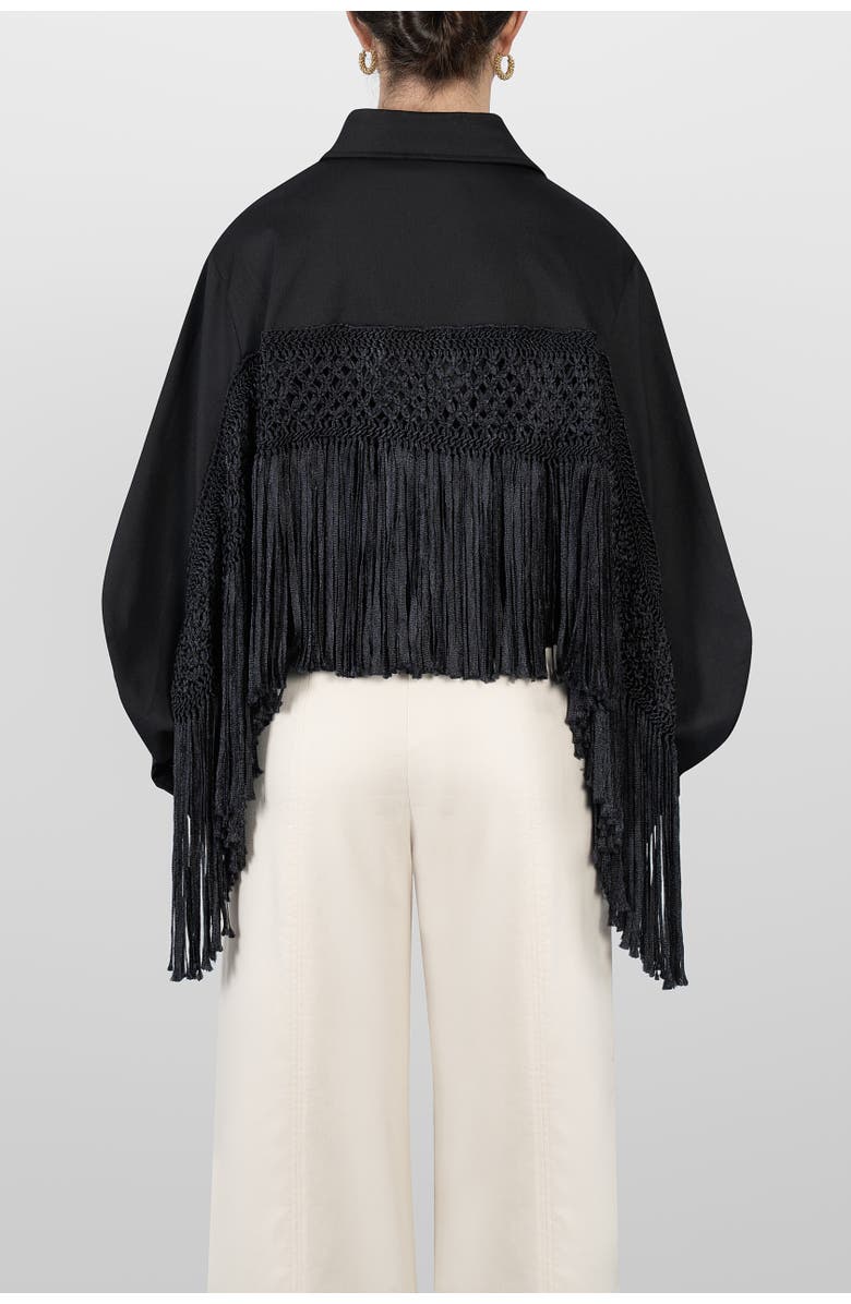 LAURA APARICIO Macrame Sahariana Jacket, Alternate, color, Black