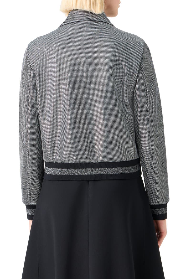Metallic Bird's Eye Knit Bomber Jacket, Alternate, color, BRUSHED STEEL