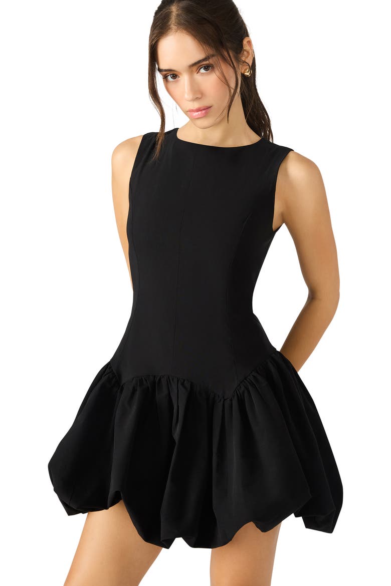 Lyra Bubble Hem Minidress, Alternate, color, BLACK