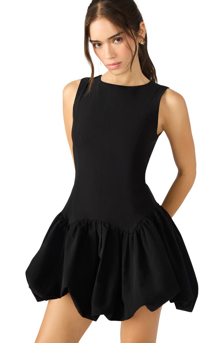 Steve Madden Lyra Bubble Hem Minidress, Alternate, color, Black