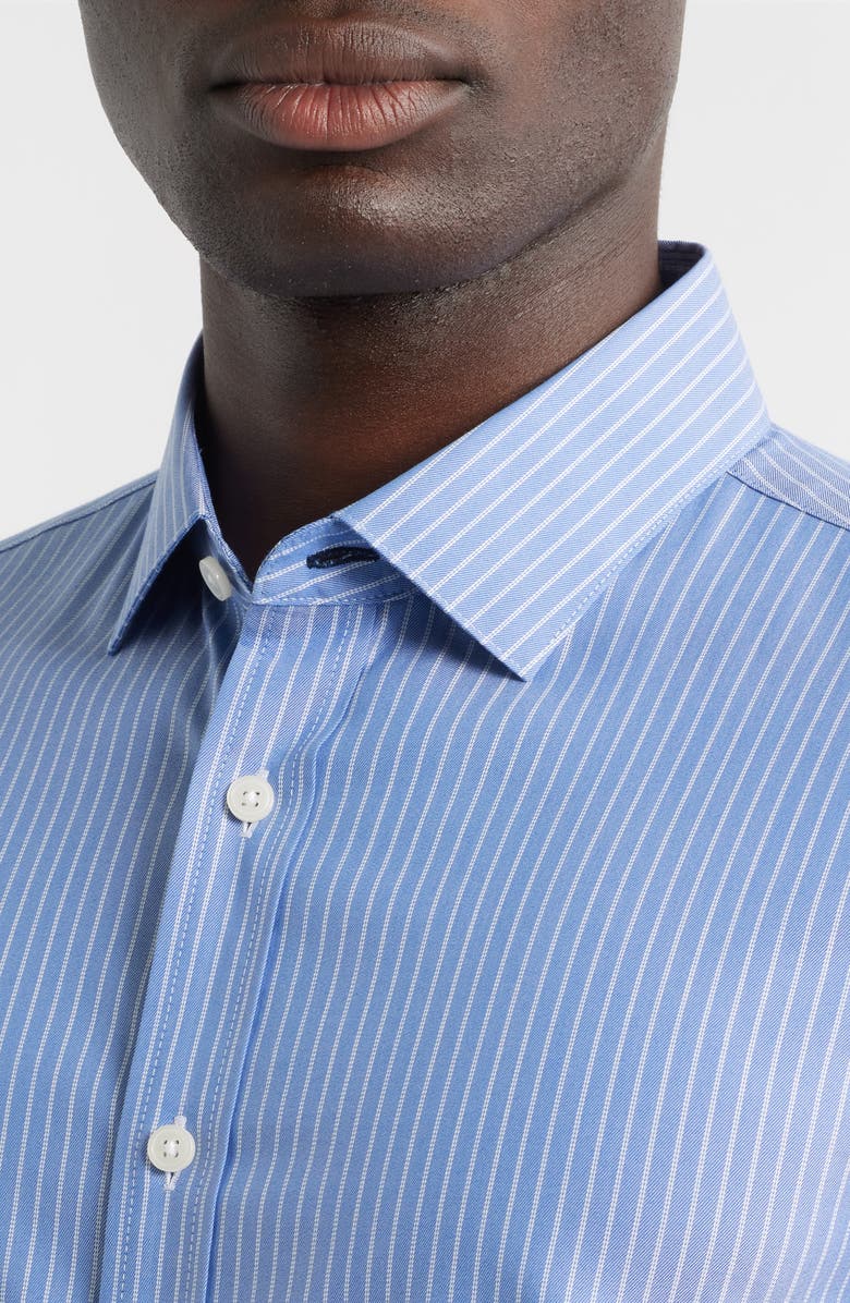 Mizzen+Main Hilton Pinstripe Cotton Blend Button-Up Shirt, Alternate, color, Cobalt Chalk Stripe