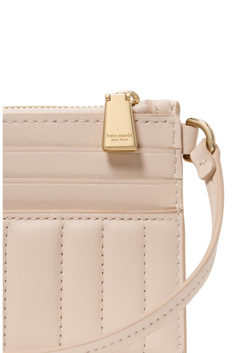 deco quilted leather card case, Alternate, color, MILK GLASS